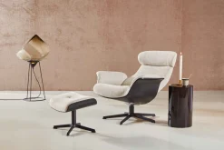 Draaifauteuils|Relaxfauteuils-Eijerkamp Collectie Time-Out Beige Relaxfauteuil + Hocker Beige, Black