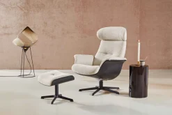 Draaifauteuils|Relaxfauteuils-Eijerkamp Collectie Time-Out Beige Relaxfauteuil + Hocker Beige, Black