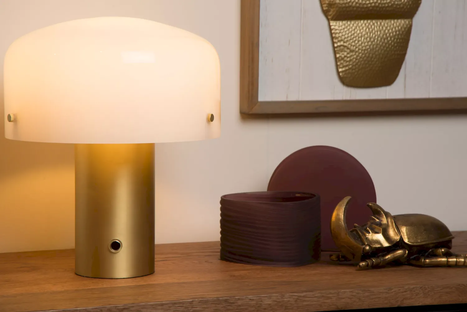 Tafellampen|Tafellampen-Lucide Timon Tafellamp Goud