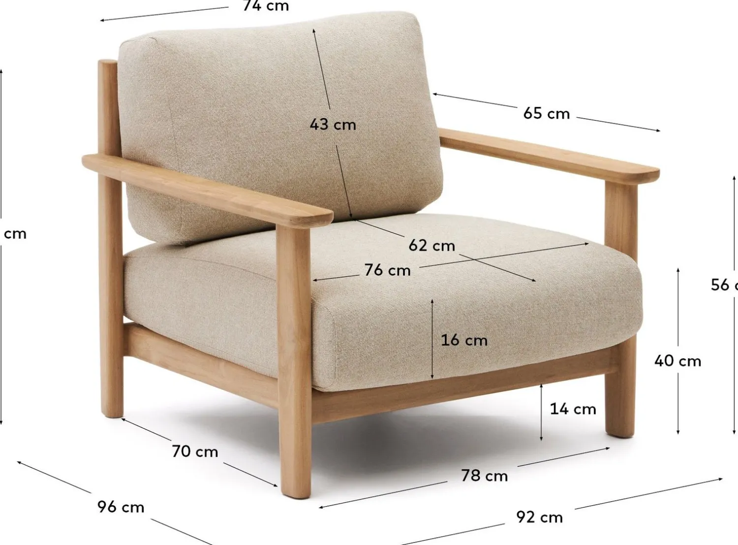 Tuinstoelen-Kave Home Tirant Outdoor Fauteuil Naturel, Beige