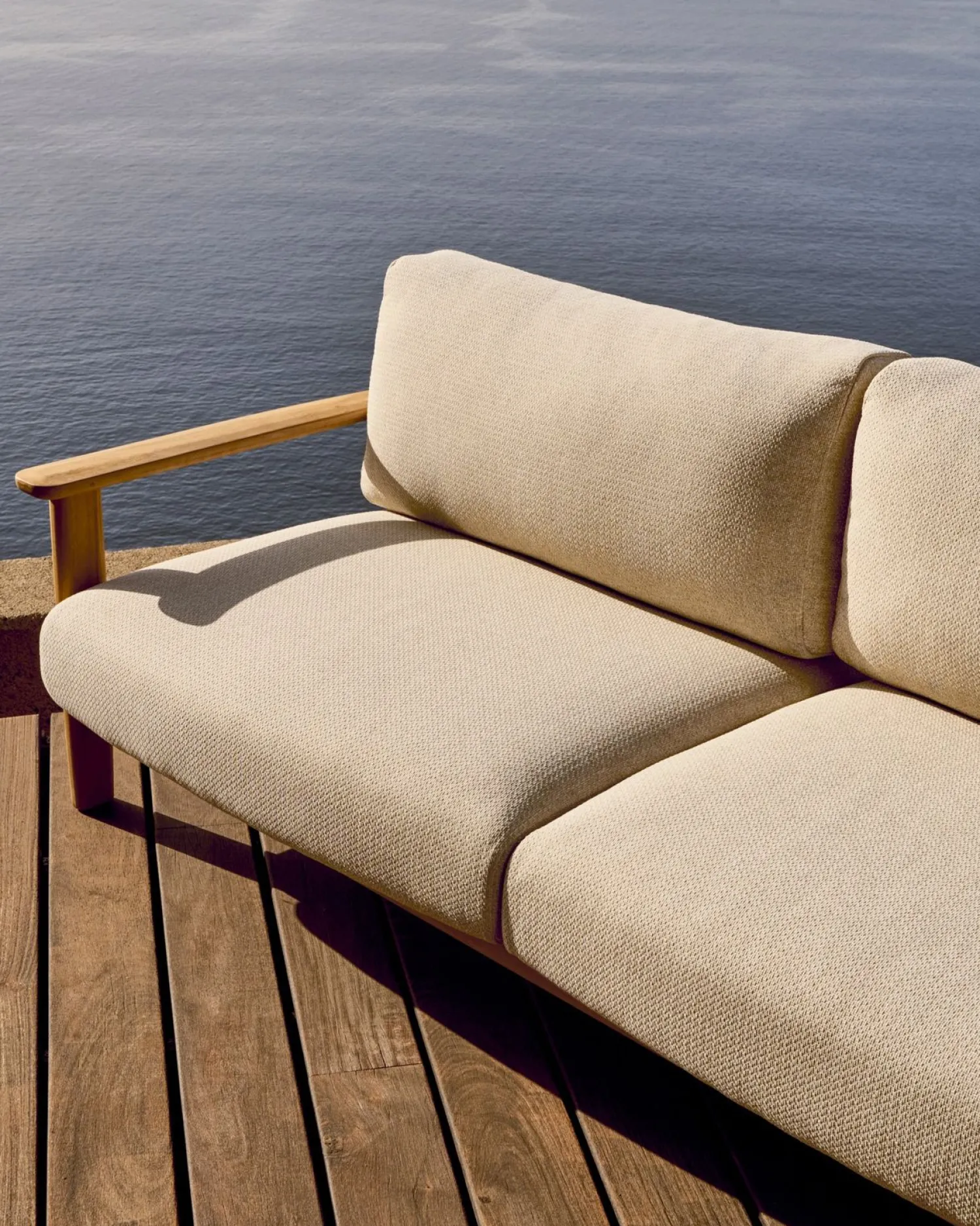 Tuinbanken|Zitbanken-Kave Home Tirant Outdoor 3-Zitsbank Naturel, Beige