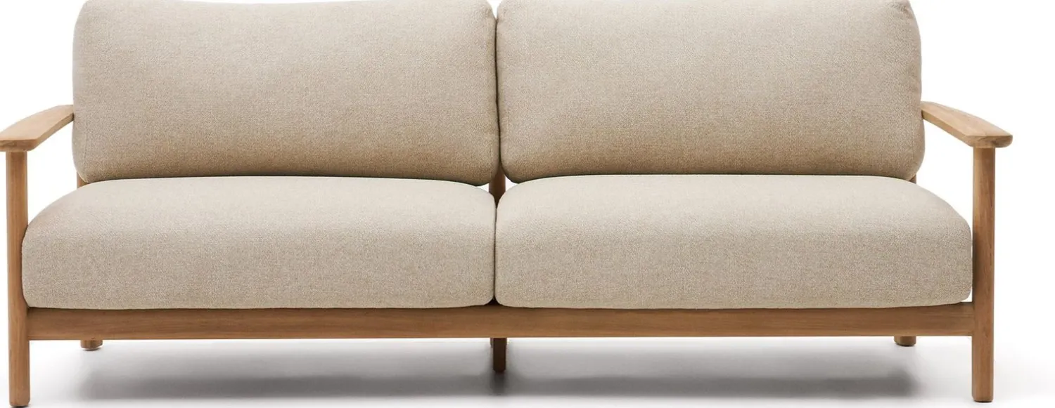 Tuinbanken|Zitbanken-Kave Home Tirant Outdoor 3-Zitsbank Naturel, Beige
