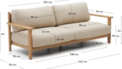 Tuinbanken|Zitbanken-Kave Home Tirant Outdoor 3-Zitsbank Naturel, Beige