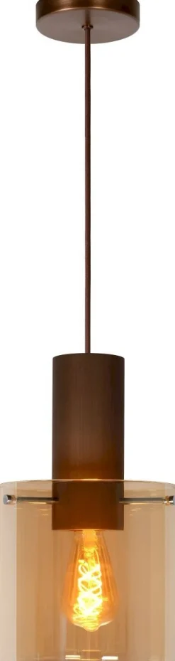 Glazen Hanglampen|Glazen Hanglampen-Lucide Toledo Hanglamp Koper