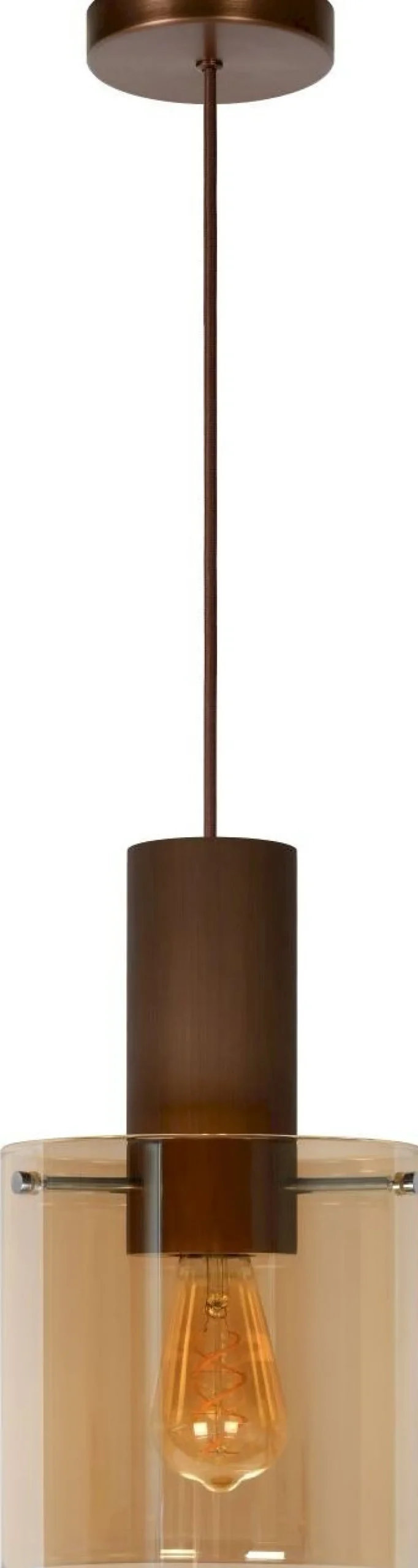 Glazen Hanglampen|Glazen Hanglampen-Lucide Toledo Hanglamp Koper