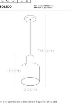 Glazen Hanglampen|Glazen Hanglampen-Lucide Toledo Hanglamp Koper