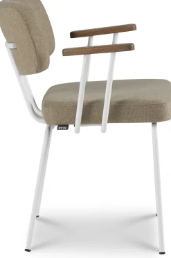 Eetkamerstoelen Met Armleuning-Eijerkamp Collectie Tom Onderstel Wit Armstoel Stone, Tabacco