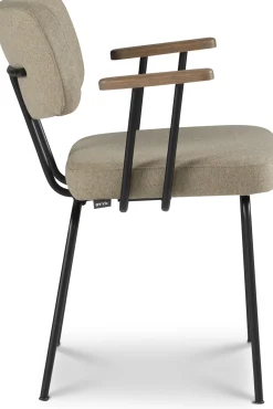 Eetkamerstoelen Met Armleuning-Eijerkamp Collectie Tom Onderstel Zwart Armstoel Stone, Tabacco