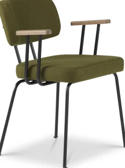 Eetkamerstoelen Met Armleuning-Eijerkamp Collectie Tom Onderstel Zwart Armstoel Green, Tabacco