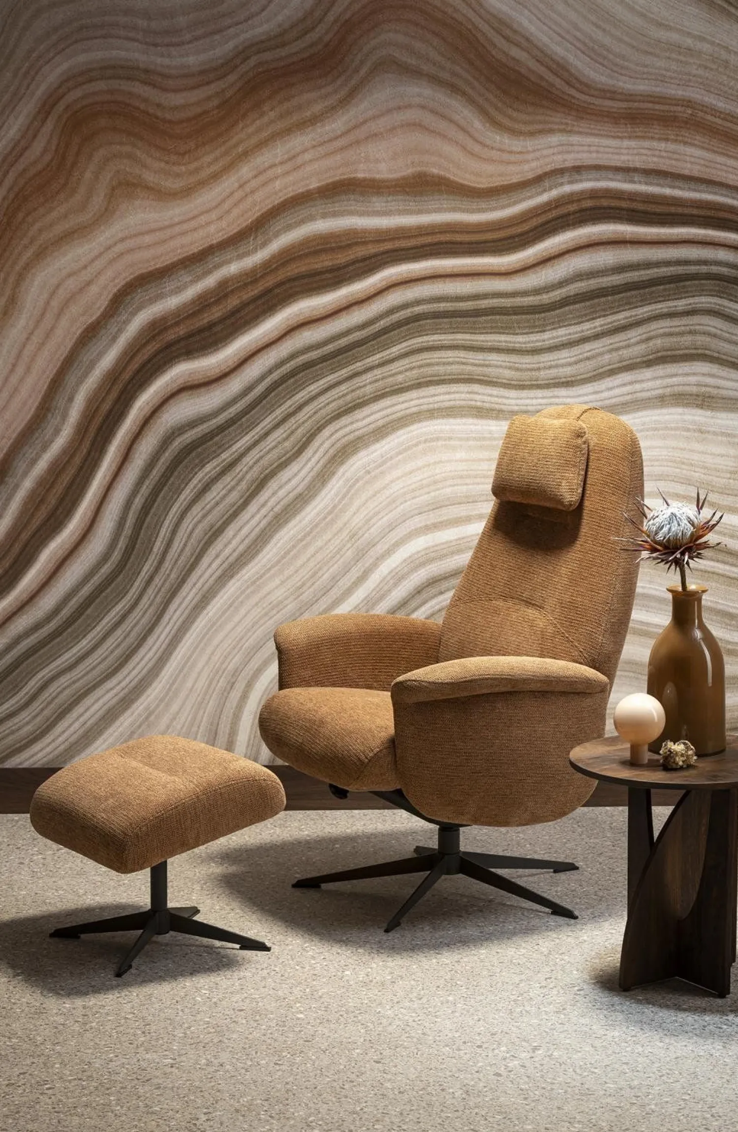 Draaifauteuils|Relaxfauteuils-XOOON Tonale Relaxfauteuil Koper