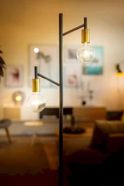 Industriële Vloerlampen|Vloerlampen-Eijerkamp Collectie Tree Vloerlamp Zwart, Koper