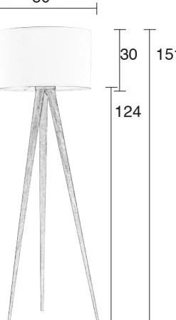 Houten Vloerlampen|Vloerlampen-Zuiver Tripod Wood Vloerlamp White