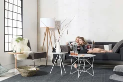 Houten Vloerlampen|Vloerlampen-Zuiver Tripod Wood Vloerlamp White
