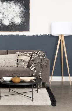 Houten Vloerlampen|Vloerlampen-Zuiver Tripod Wood Vloerlamp White