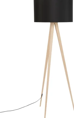 Houten Vloerlampen|Vloerlampen-Zuiver Tripod Wood Vloerlamp Black