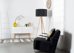 Houten Vloerlampen|Vloerlampen-Zuiver Tripod Wood Vloerlamp Black