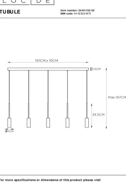 Moderne Hanglampen|Moderne Hanglampen-Lucide Tubule Hanglamp Zwart