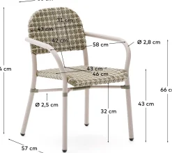 Tuinstoelen-Kave Home Tuccia Tuinstoel Beige, Groen
