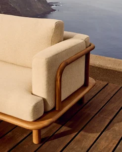 Tuinbanken|Zitbanken-Kave Home Turqueta Outdoor 3-Zitsbank Bruin, Beige