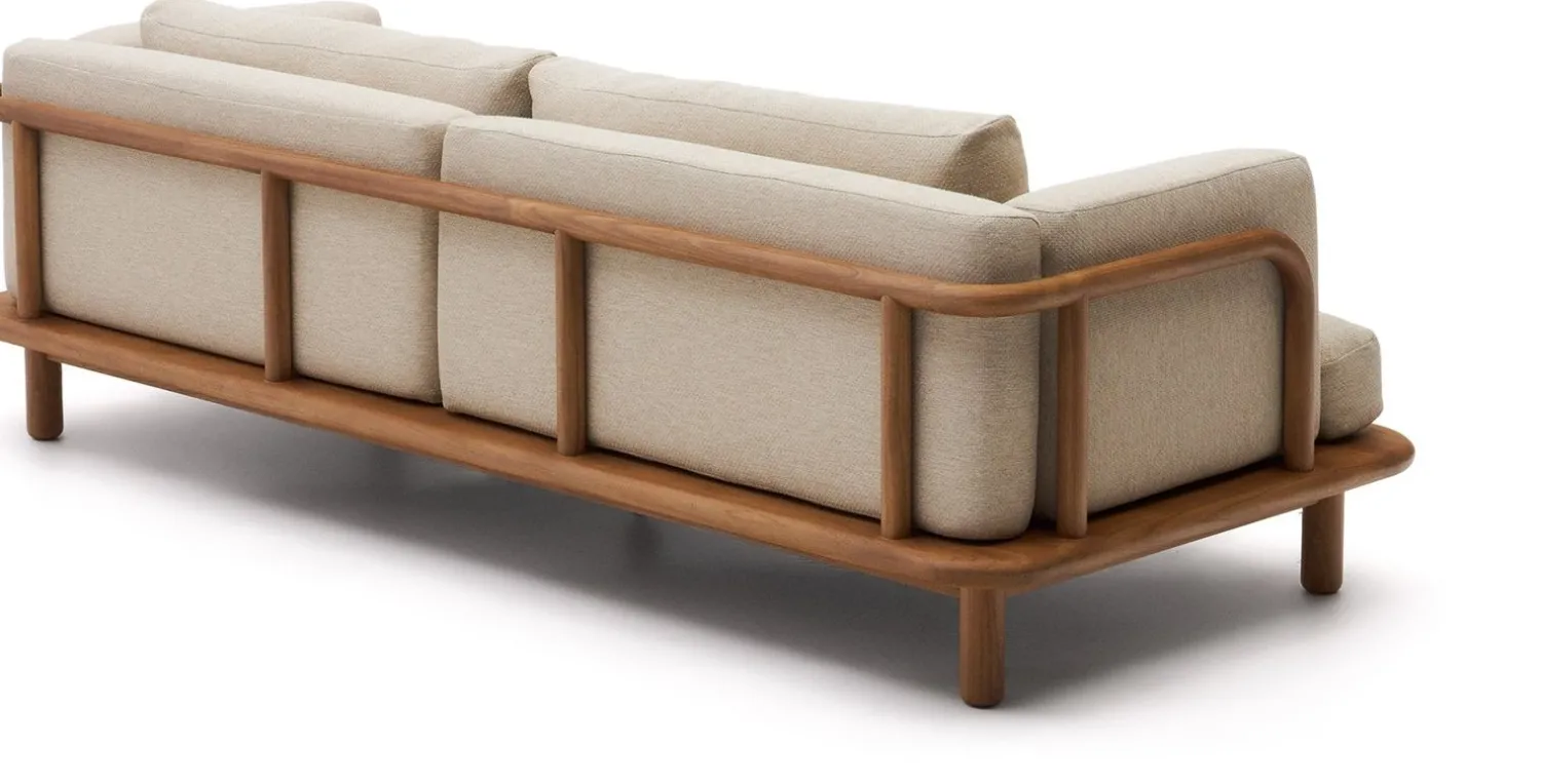 Tuinbanken|Zitbanken-Kave Home Turqueta Outdoor 3-Zitsbank Bruin, Beige