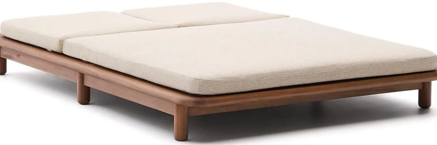 Tuinstoelen-Kave Home Turqueta 2-persoons Ligstoel Bruin, Beige