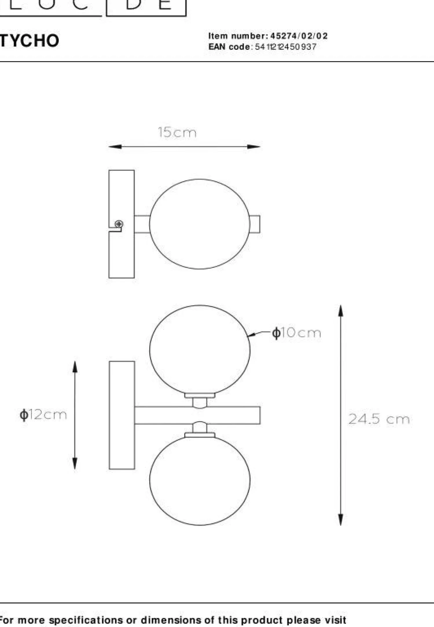 Wandlampen|Wandlampen-Lucide Tycho Wandlamp Mat Goud