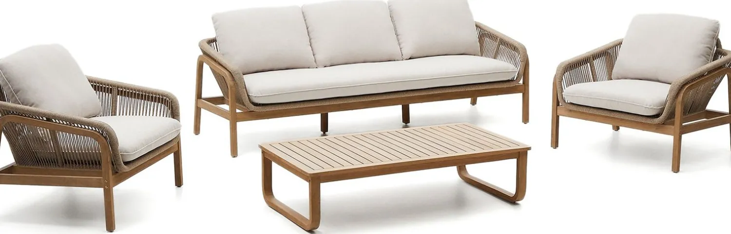 Loungesets-Kave Home Vellana Outdoor Loungeset Bruin, Grijs