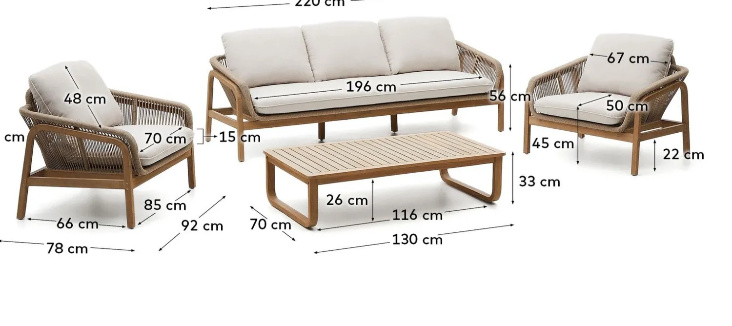 Loungesets-Kave Home Vellana Outdoor Loungeset Bruin, Grijs
