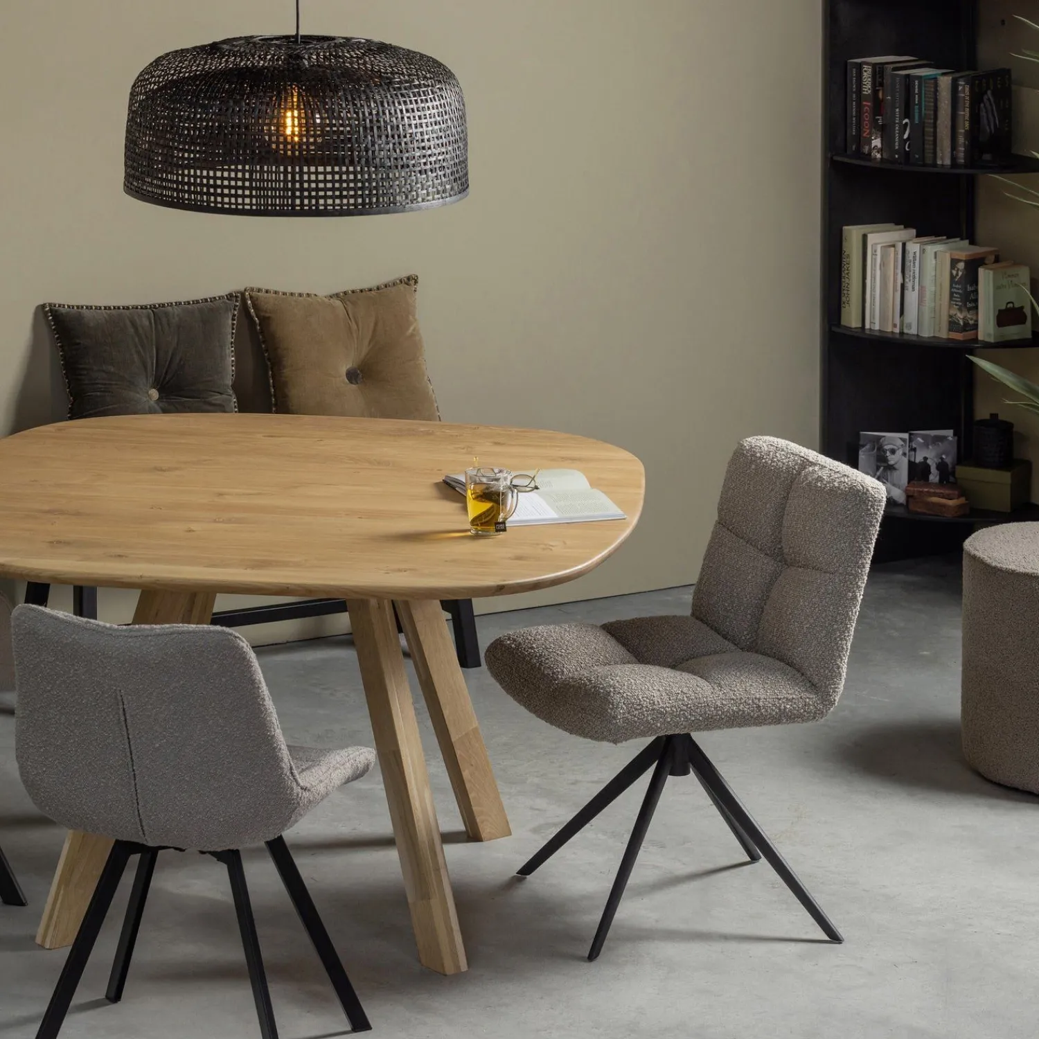 Draaibare Eetkamerstoelen|Eetkamerstoelen Zonder Armleuning-WOOOD Vinny Eetkamerstoel Sand