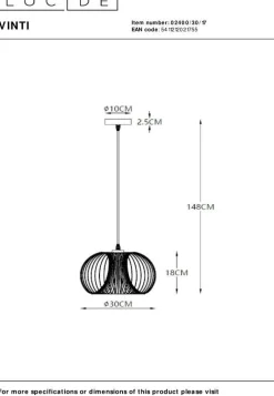 Hanglampen|Hanglampen-Lucide Vinti Hanglamp Koper, Zwart