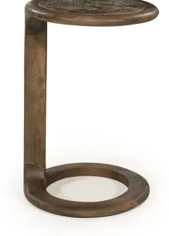 Houten Bijzettafels|Marmeren Bijzettafels-Eleonora Vito Bijzettafel Bruin