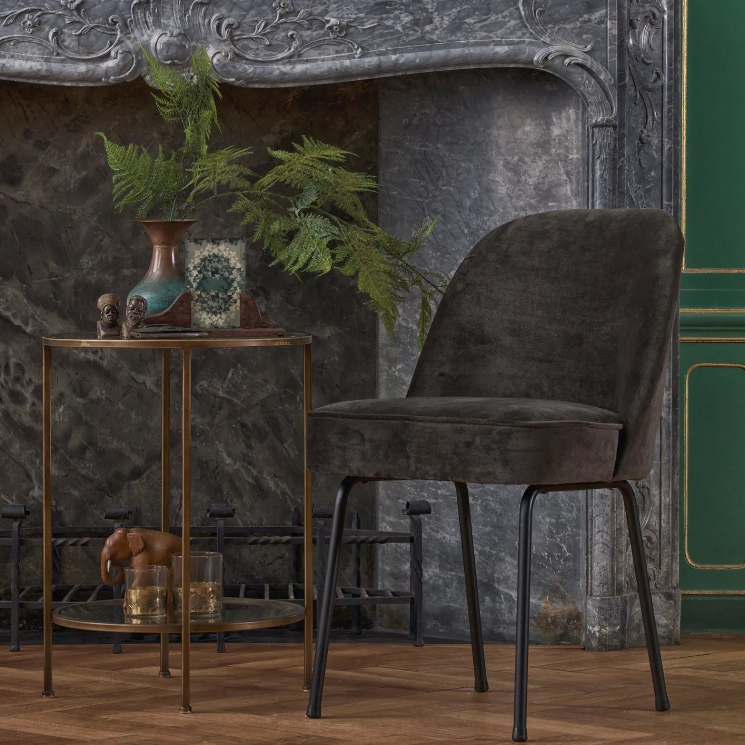 Eetkamerstoelen Zonder Armleuning-WOOOD Vogue Eetkamerstoel Dark Green
