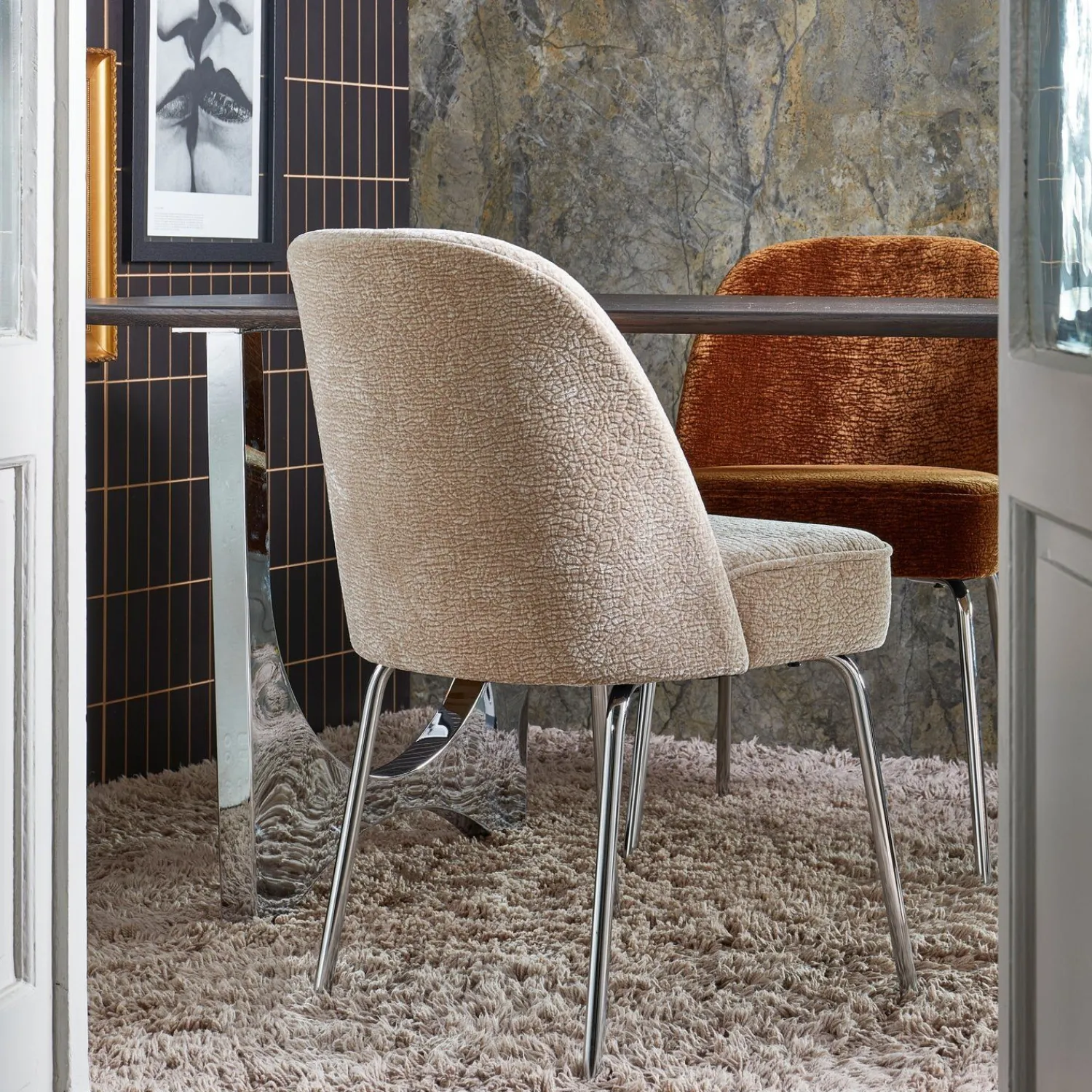 Eetkamerstoelen Zonder Armleuning-WOOOD Vogue Eetkamerstoel Sand