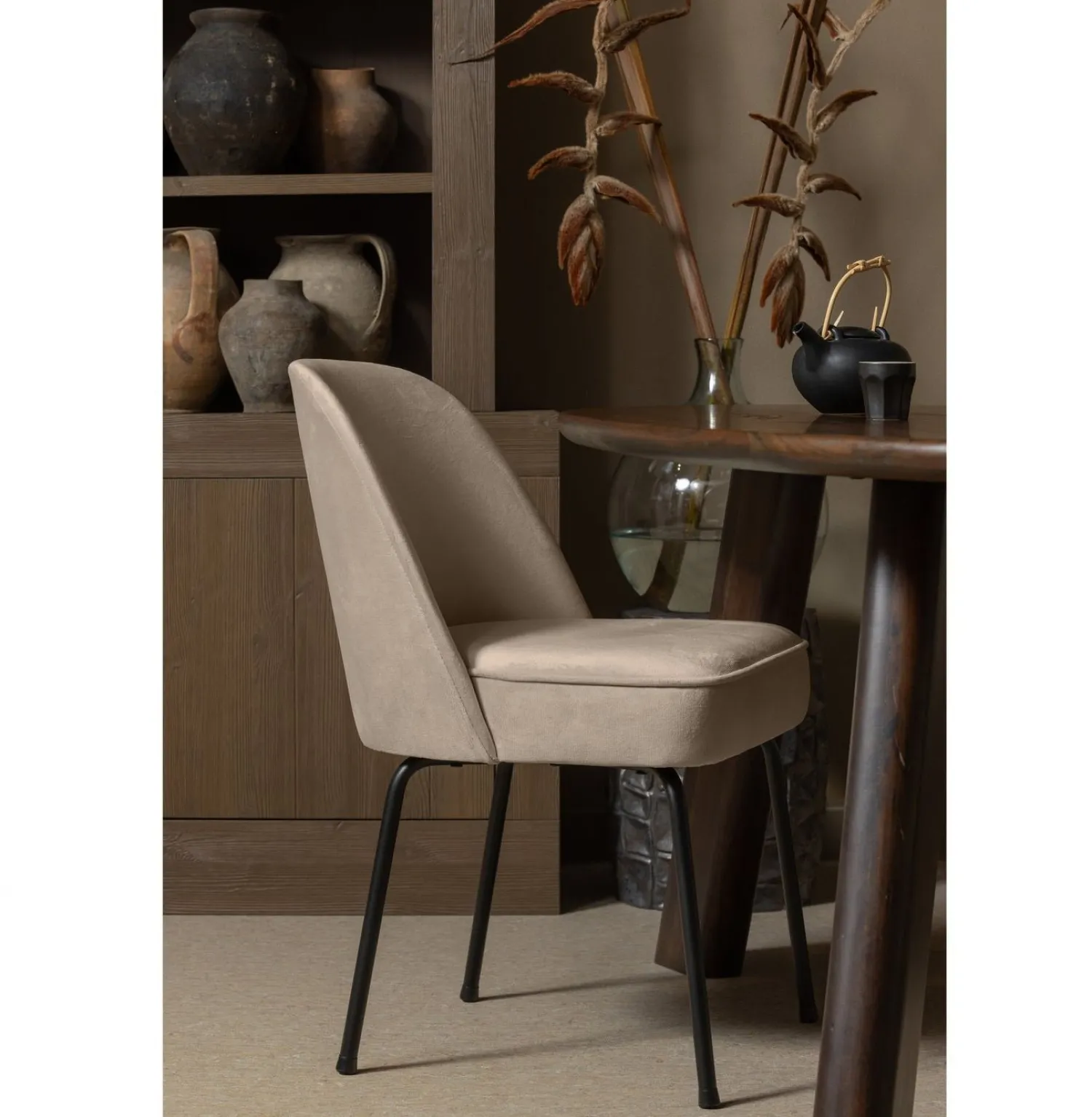 Eetkamerstoelen Zonder Armleuning-WOOOD Vogue Eetkamerstoel Khaki