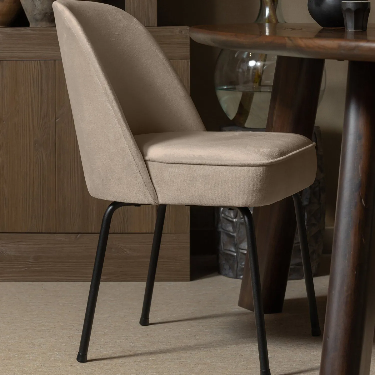 Eetkamerstoelen Zonder Armleuning-WOOOD Vogue Eetkamerstoel Khaki