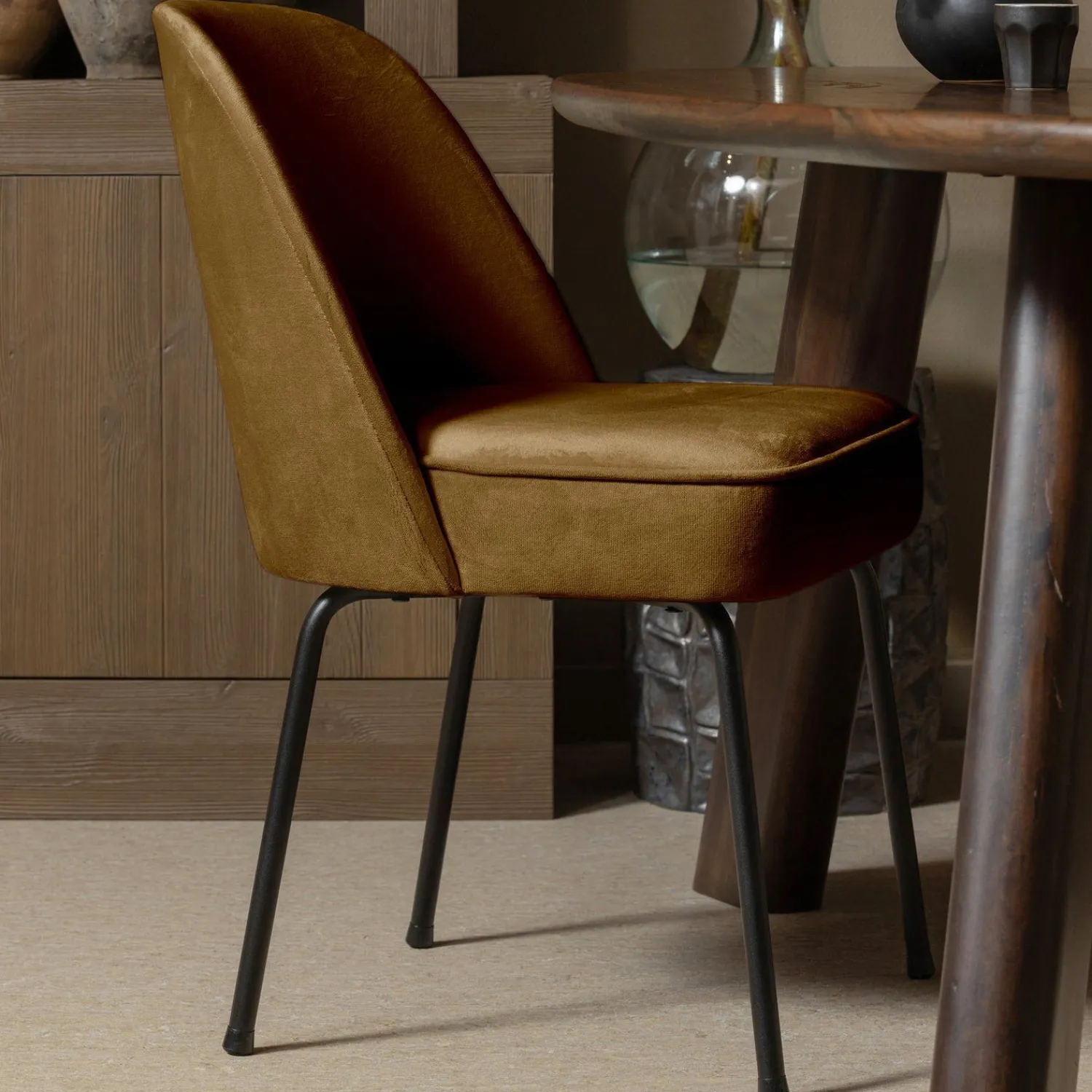 Eetkamerstoelen Zonder Armleuning-WOOOD Vogue Eetkamerstoel Honey Yellow