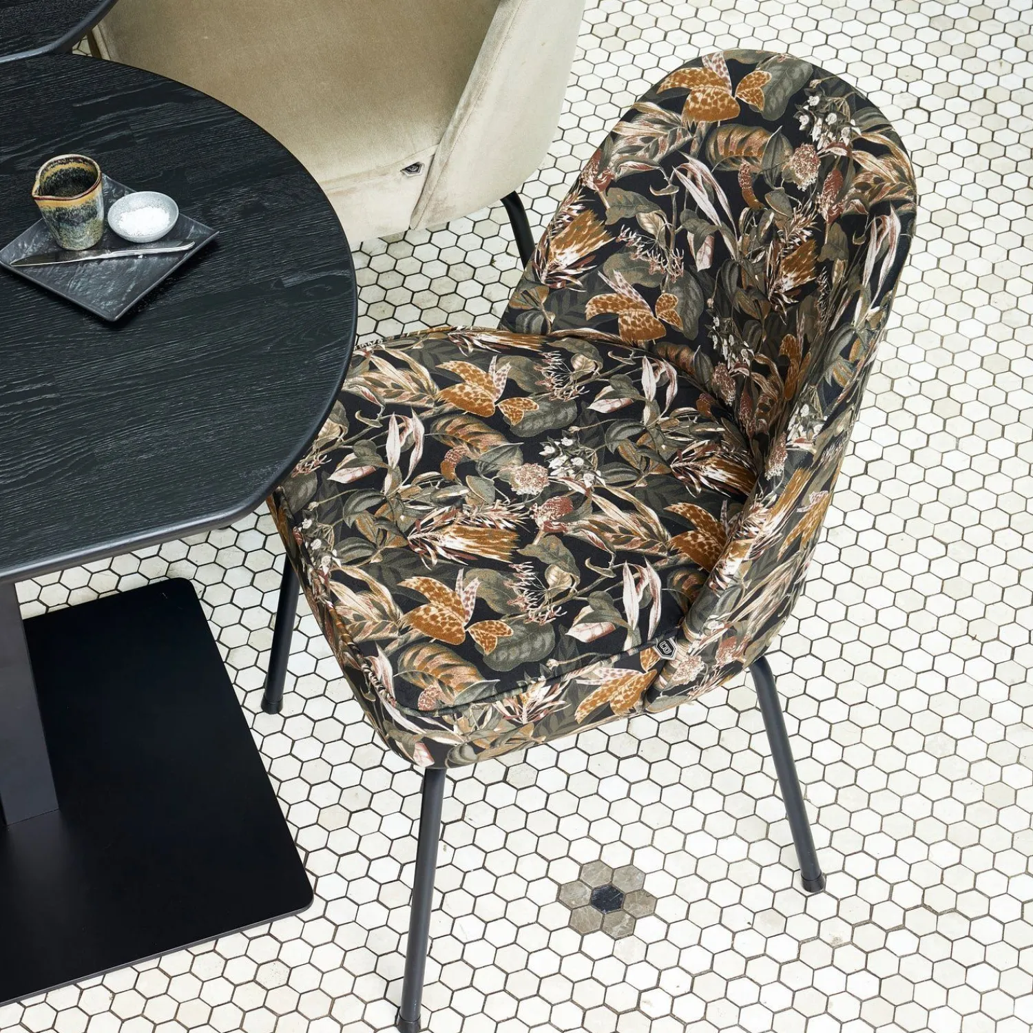 Eetkamerstoelen Zonder Armleuning-WOOOD Vogue Eetkamerstoel Bouquet Black