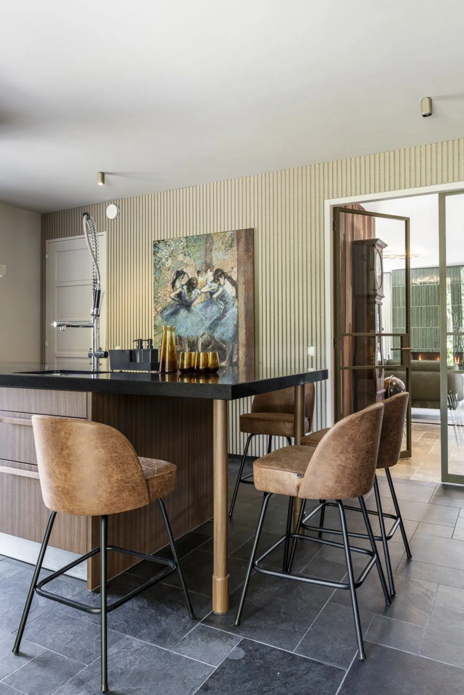 Leren Barkrukken-WOOOD Vogue Laag Barstoel Cognac