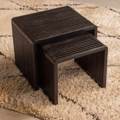 Houten Bijzettafels-WOOOD Willa Bijzettafelset Black