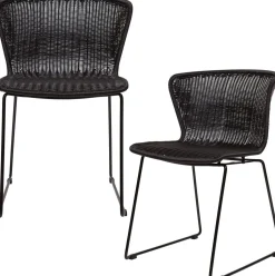 Tuinstoelen|Eetkamerstoelen Zonder Armleuning-WOOOD Wings Set van 2 Eetkamerstoel Black