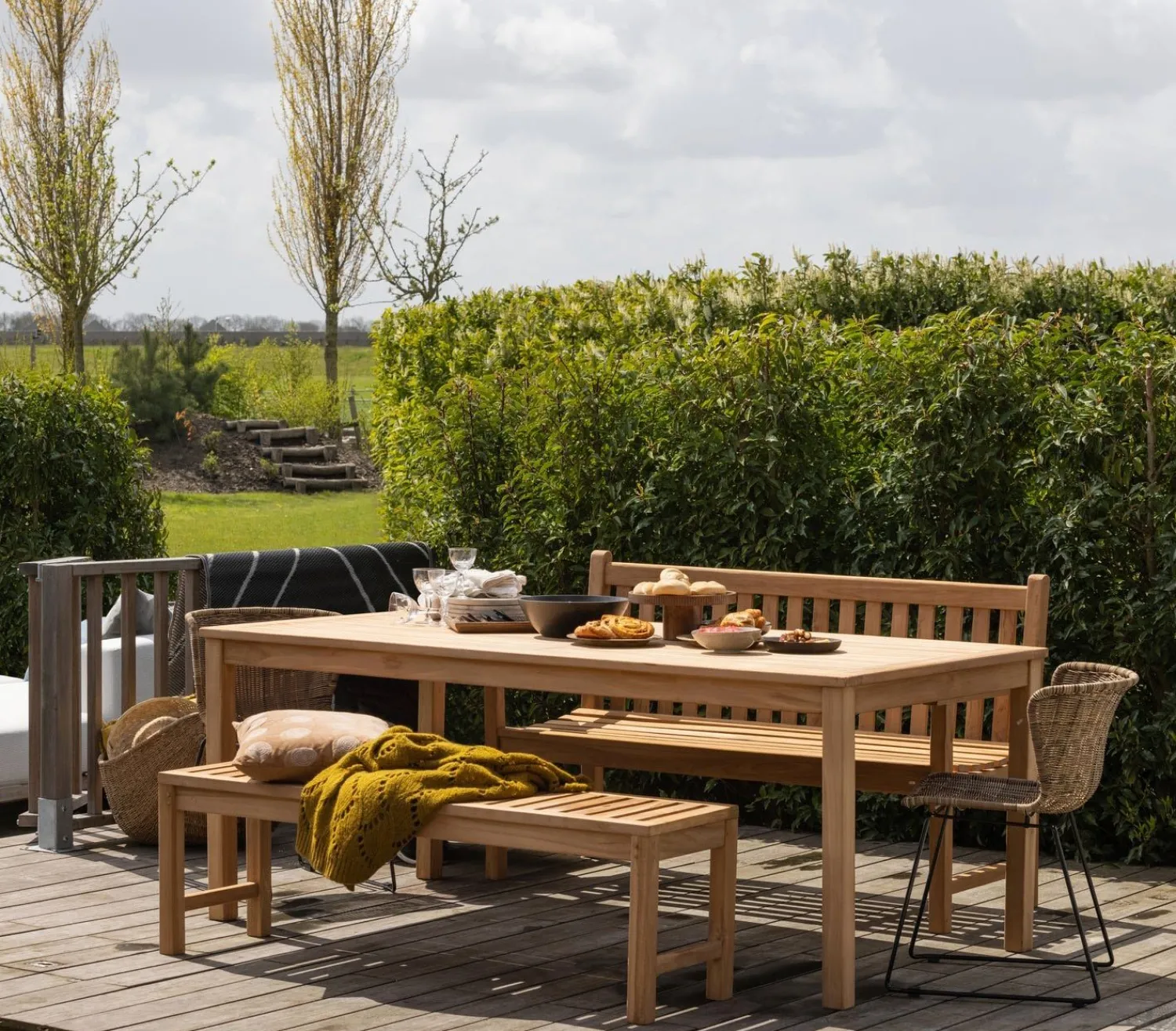 Tuinstoelen|Eetkamerstoelen Zonder Armleuning-WOOOD Wings Set van 2 Eetkamerstoel Naturel