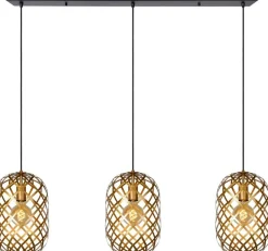 Hanglampen|Hanglampen-Lucide Wolfram Goud Hanglamp Goud, Zwart