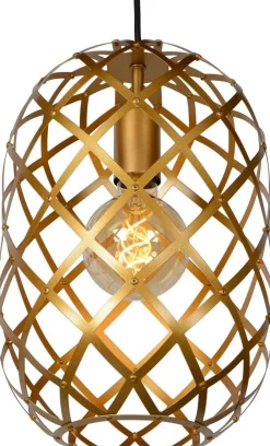 Hanglampen|Hanglampen-Lucide Wolfram Goud Hanglamp Goud, Zwart