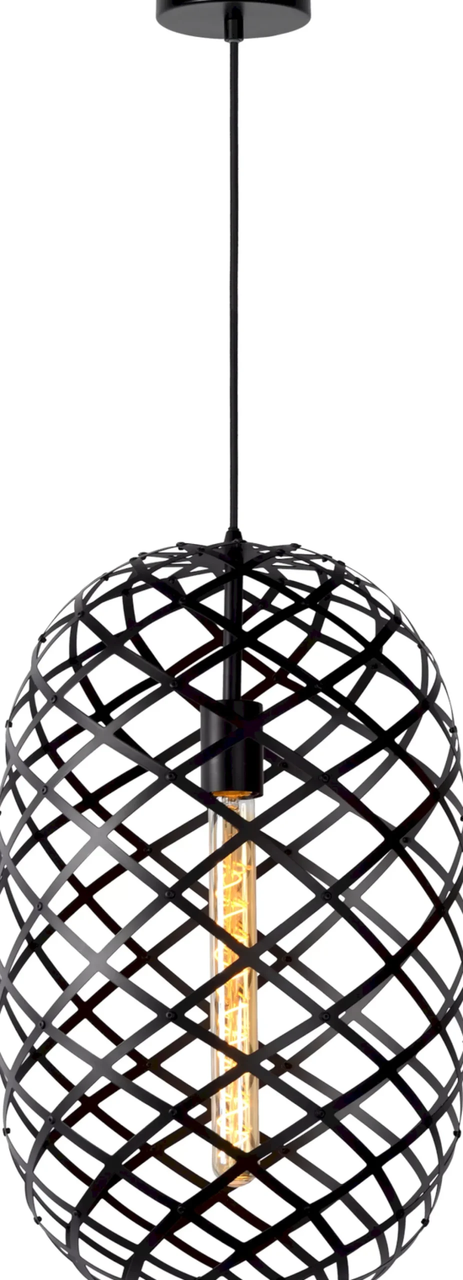 Industriële Hanglampen|Industriële Hanglampen-Lucide Wolfram Hanglamp Zwart