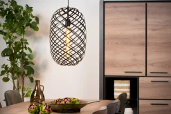 Industriële Hanglampen|Industriële Hanglampen-Lucide Wolfram Hanglamp Zwart