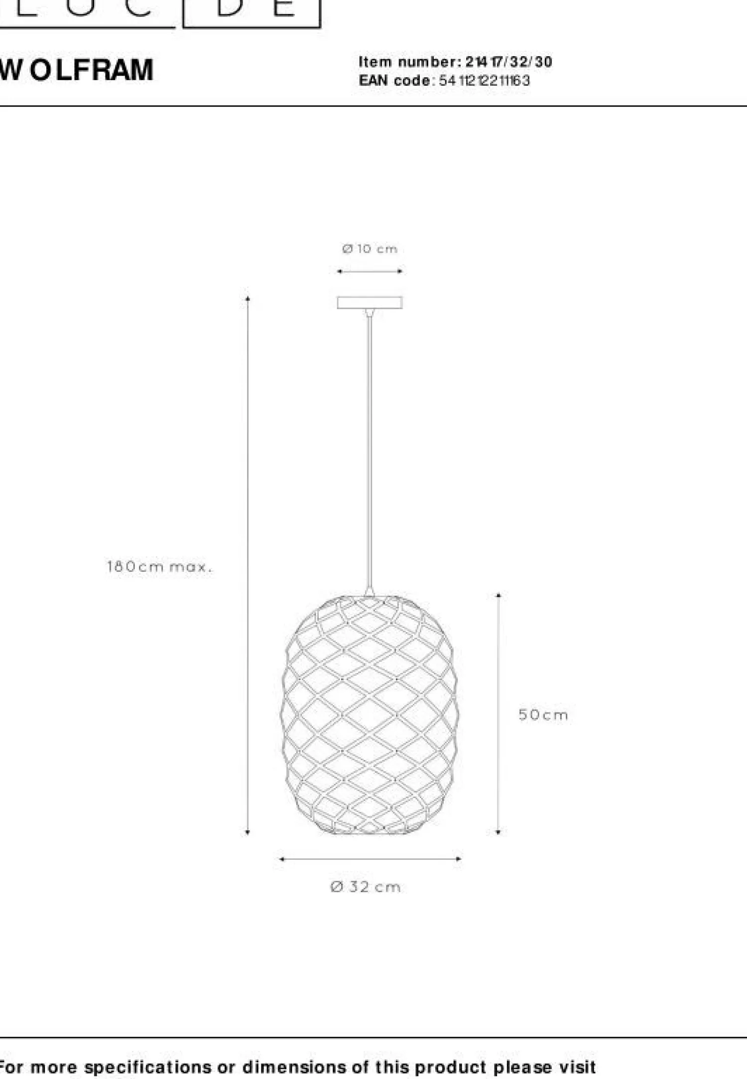 Industriële Hanglampen|Industriële Hanglampen-Lucide Wolfram Hanglamp Zwart