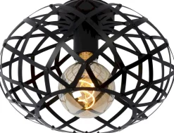 Industriële Plafondlampen|Plafondlampen-Lucide Wolfram Plafondlamp Zwart