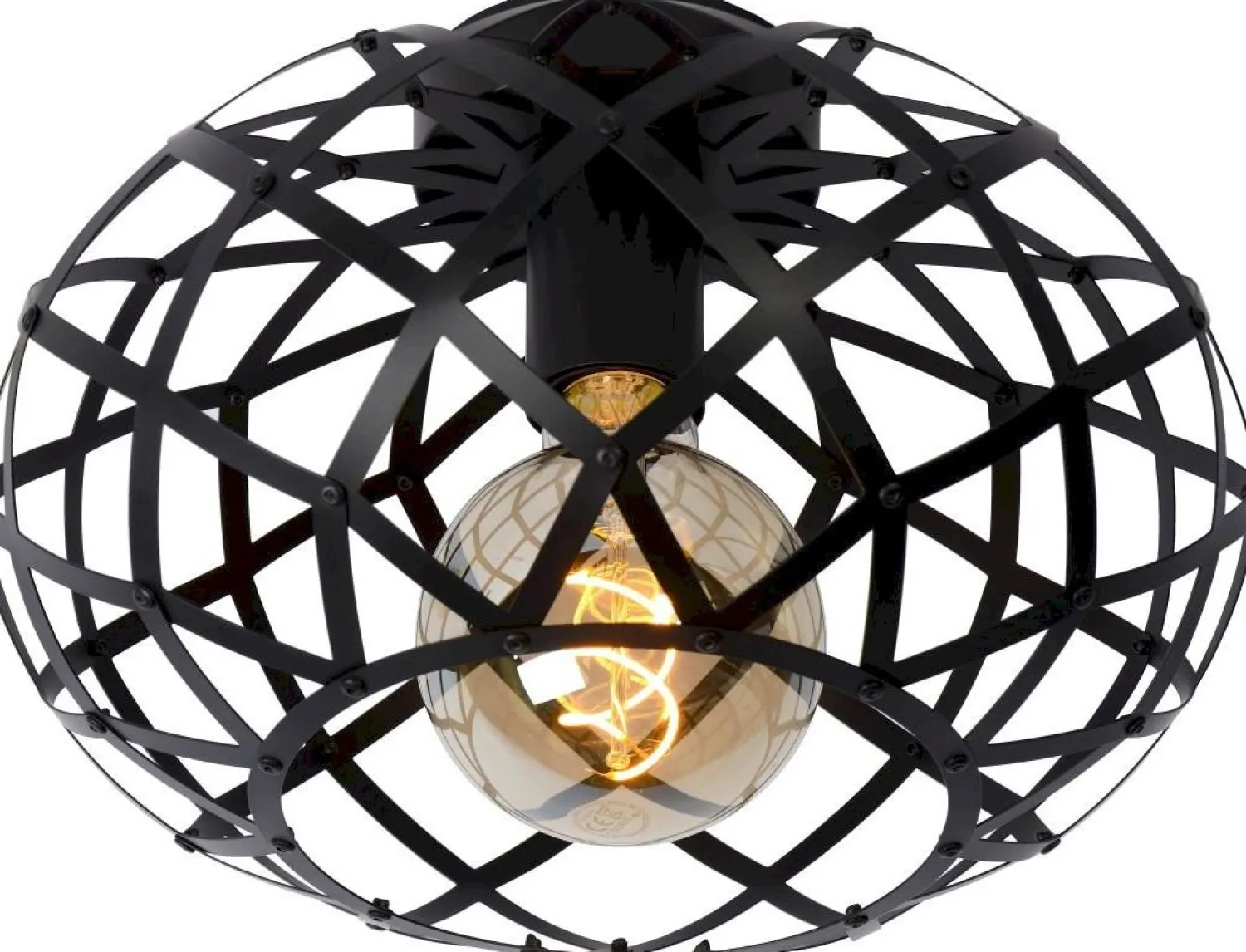 Industriële Plafondlampen|Plafondlampen-Lucide Wolfram Plafondlamp Zwart