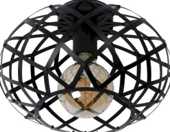 Industriële Plafondlampen|Plafondlampen-Lucide Wolfram Plafondlamp Zwart