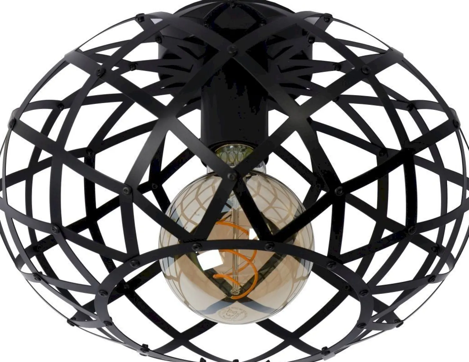 Industriële Plafondlampen|Plafondlampen-Lucide Wolfram Plafondlamp Zwart